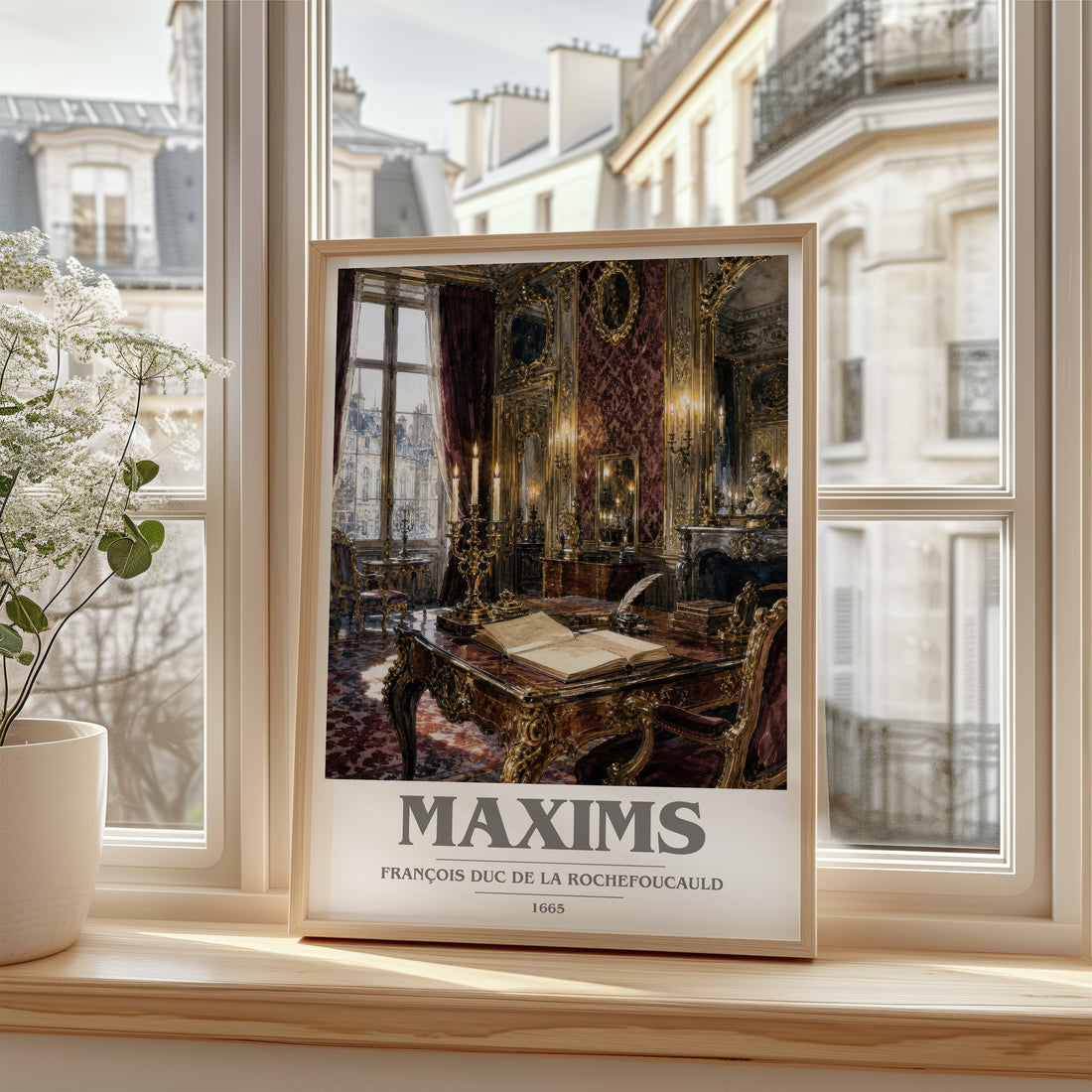 Maxims book cover poster colour and style options – François duc de La Rochefoucauld book art