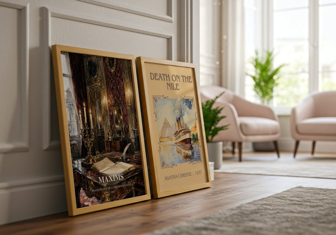 Maxims watercolour print framed by window – literary home decor