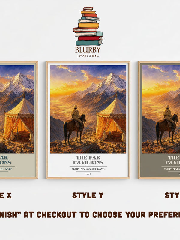 The Far Pavilions book cover print in frame leaning in hallway – historical fiction wall art