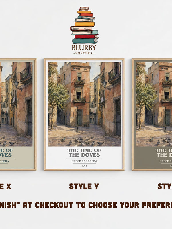 The Time Of The Doves book cover print in frame leaning in hallway – literary fiction wall art