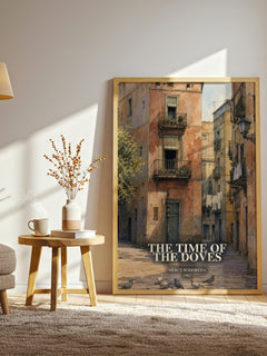 The Time Of The Doves watercolour print in frame leaning in hallway – literary fiction wall art