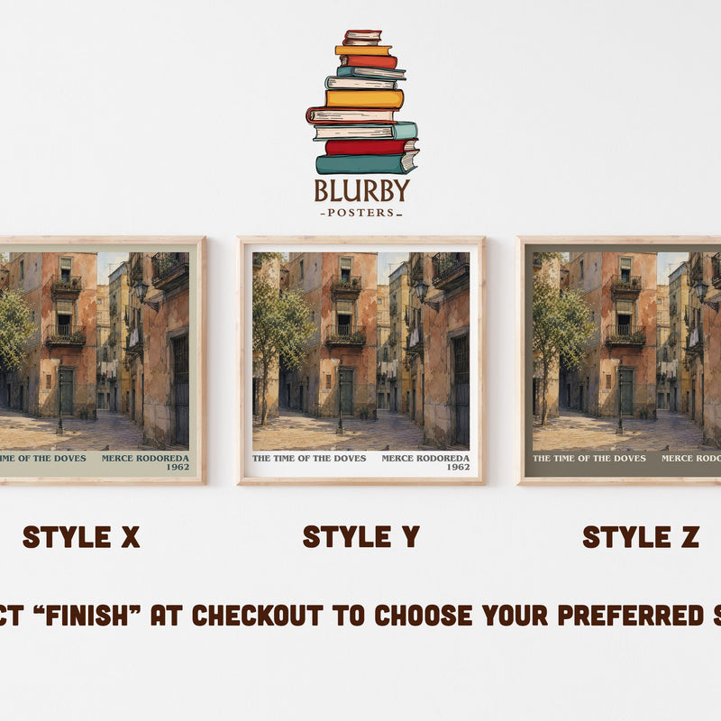 The Time Of The Doves literary print in frame leaning in hallway – literary fiction wall art