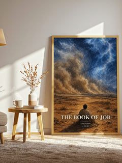 The Book of Job watercolour print in frame leaning in hallway – philosophy wall art