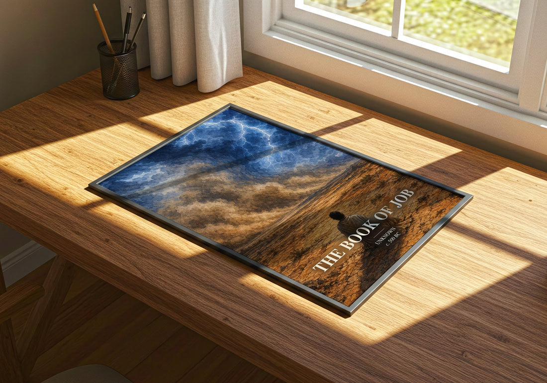 The Book of Job watercolour book poster framed on wall – philosophy wall art