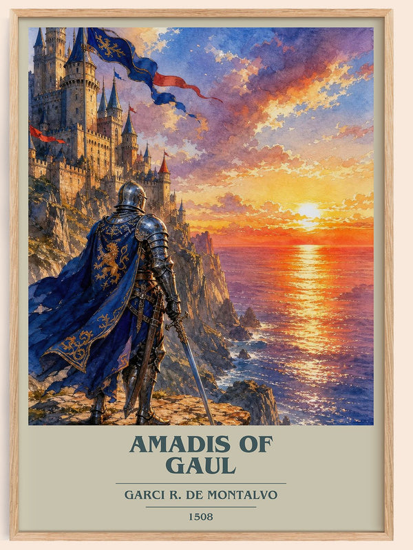 Amadis of Gaul book cover book poster by Garci R. de Montalvo – framed literary art print