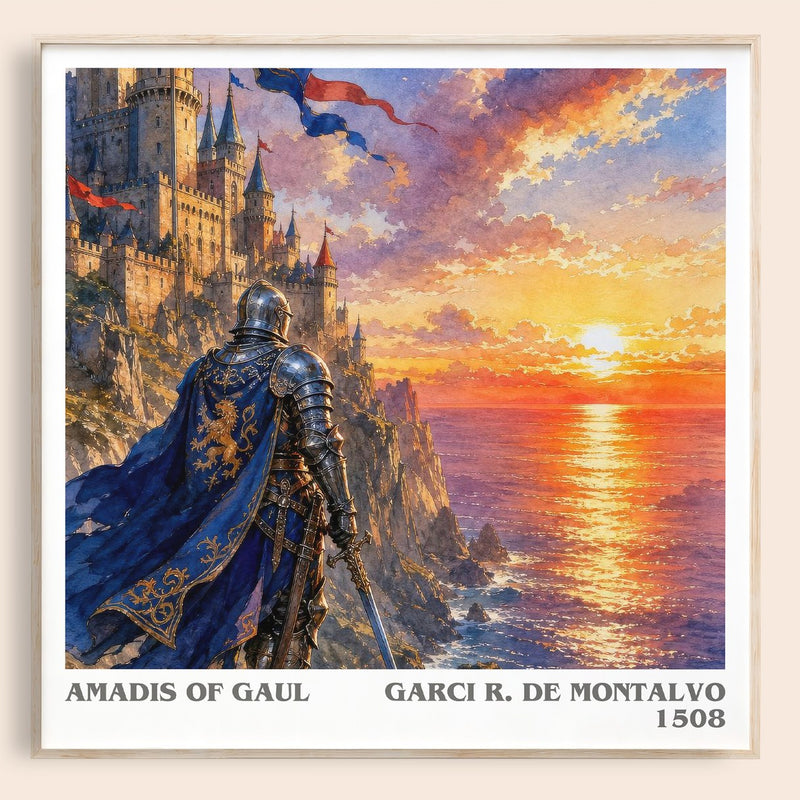 Amadis of Gaul literary book poster by Garci R. de Montalvo – framed literary art print