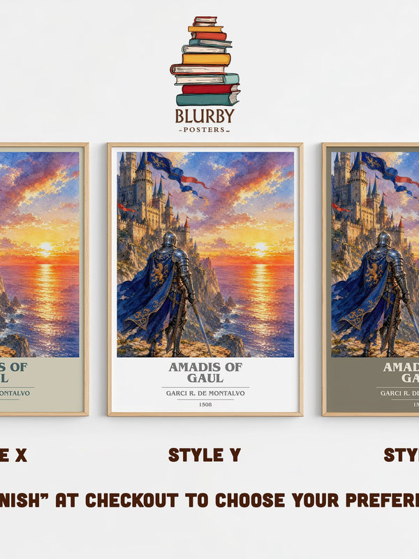 Amadis of Gaul book cover print in frame leaning in hallway – fantasy wall art