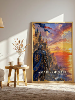 Amadis of Gaul watercolour print in frame leaning in hallway – fantasy wall art