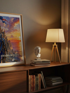 Amadis of Gaul watercolour print on bookshelf – Garci R. de Montalvo fan gift