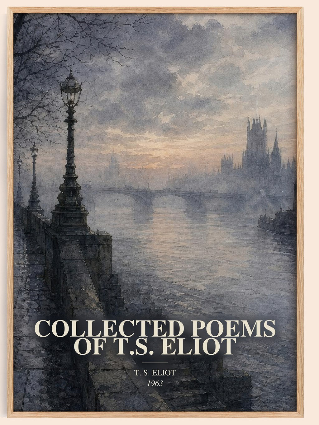 Collected Poems of T.S. Eliot watercolour book poster by T. S. Eliot – framed literary art print