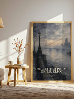 Collected Poems of T.S. Eliot watercolour print in frame leaning in hallway – poetry wall art