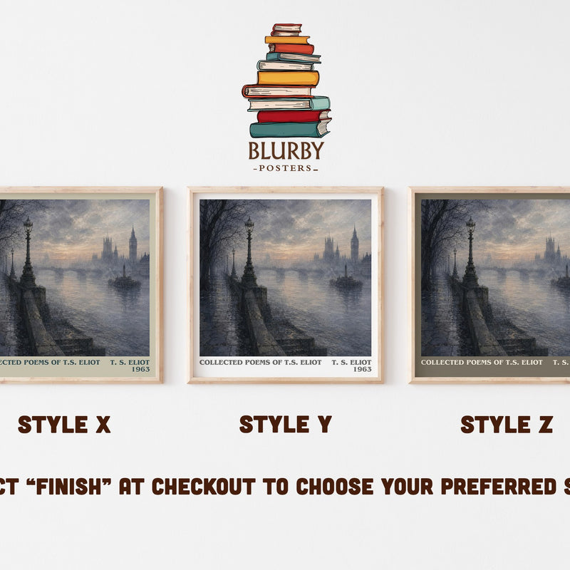 Collected Poems of T.S. Eliot literary print in frame leaning in hallway – poetry wall art