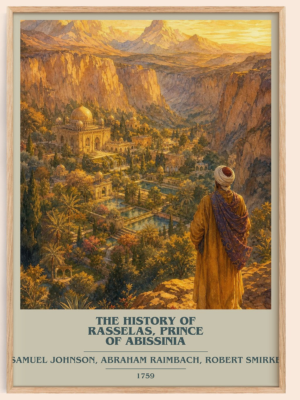 The History of Rasselas, Prince of Abissinia book cover book poster by Samuel Johnson, Abraham Raimbach, Robert Smirke –