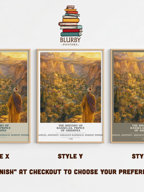 The History of Rasselas, Prince of Abissinia book cover print in frame leaning in hallway – philosophy wall art