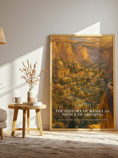 The History of Rasselas, Prince of Abissinia watercolour print in frame leaning in hallway – philosophy wall art
