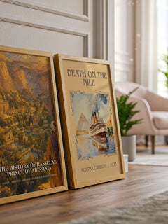The History of Rasselas, Prince of Abissinia watercolour print framed by window – literary home decor