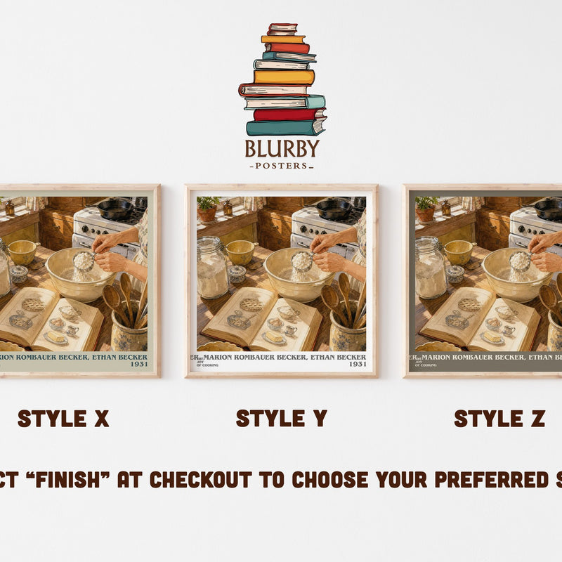 The Joy of Cooking literary print in frame leaning in hallway – __new__:cookbook wall art