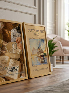 The Joy of Cooking watercolour print framed by window – literary home decor