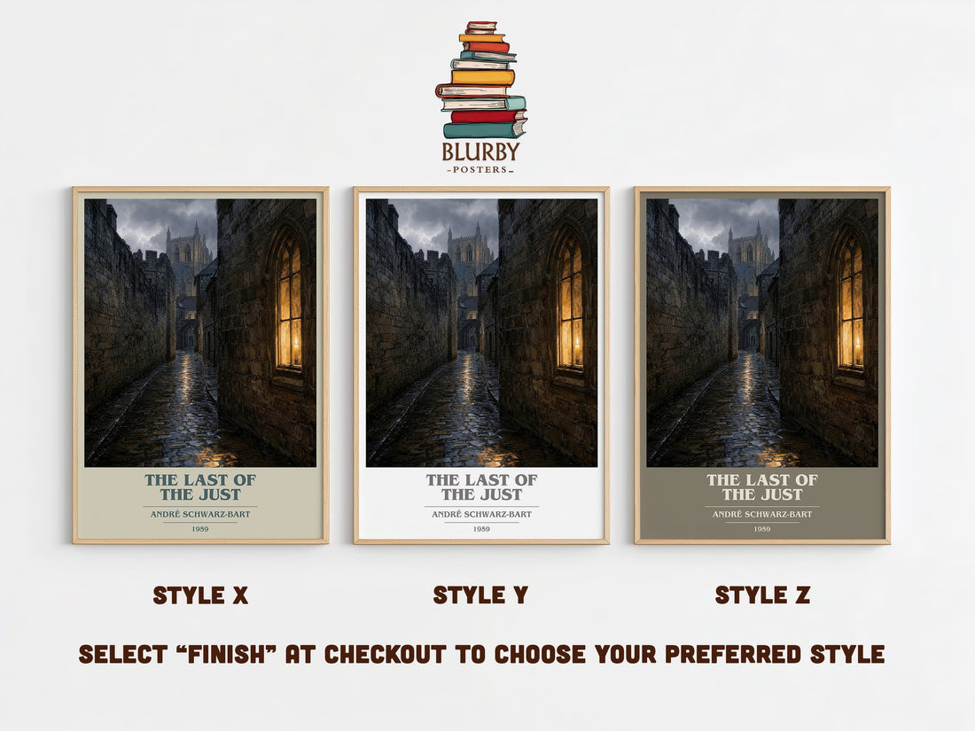 The Last Of The Just book cover print in frame leaning in hallway – historical fiction wall art