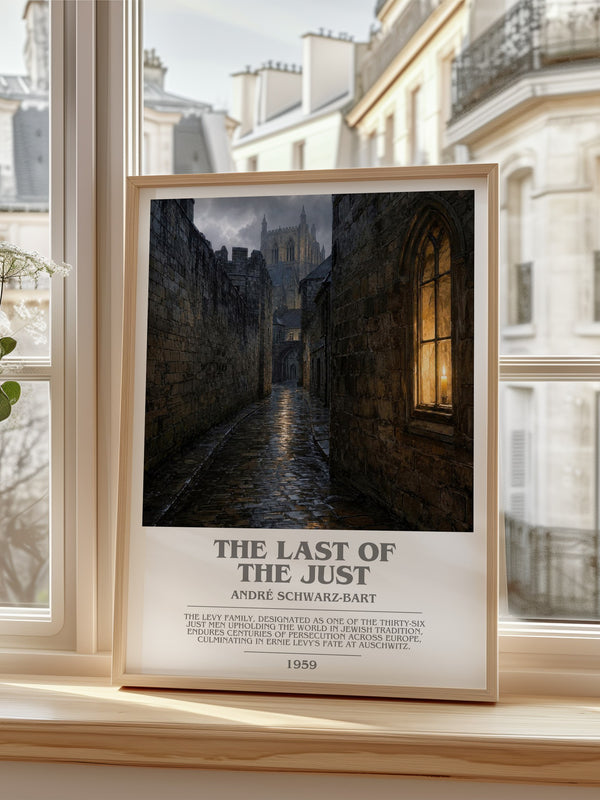 The Last Of The Just Bookish Wall Art by André Schwarz-Bart – framed print by a bright window