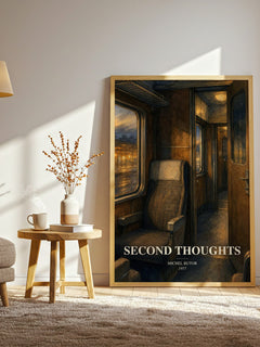 Second Thoughts watercolour print in frame leaning in hallway – literary fiction wall art