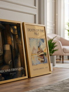 Second Thoughts watercolour print framed by window – literary home decor