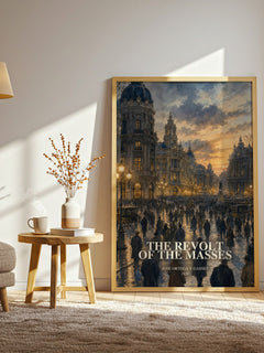 The Revolt of the Masses watercolour print in frame leaning in hallway – philosophy wall art