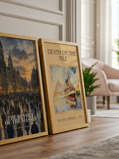 The Revolt of the Masses watercolour print framed by window – literary home decor