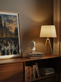 The Revolt of the Masses watercolour print on bookshelf – José Ortega y Gasset fan gift
