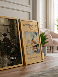 Mc Teague watercolour print framed by window – literary home decor