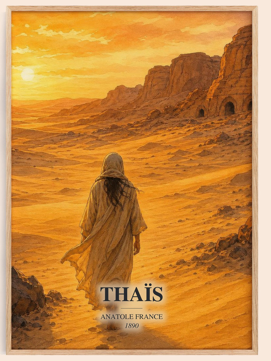 Thaïs watercolour book poster by Anatole France – framed literary art print