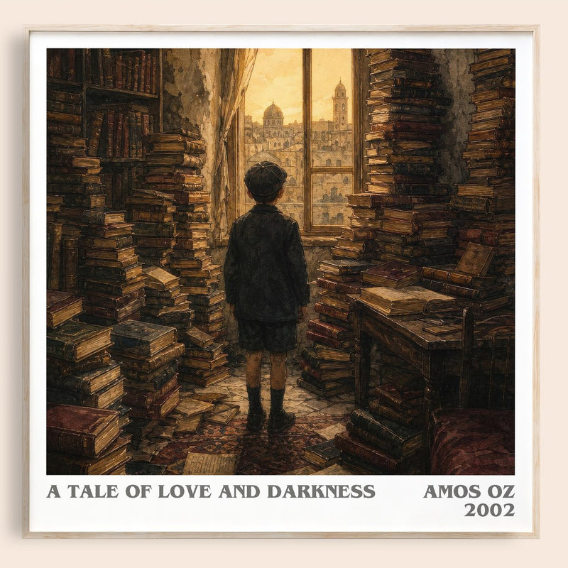 A Tale of Love and Darkness literary book poster by Amos Oz – framed literary art print