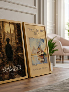 A Tale of Love and Darkness watercolour print framed by window – literary home decor