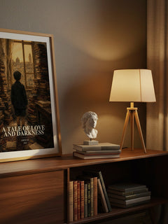 A Tale of Love and Darkness watercolour print on bookshelf – Amos Oz fan gift