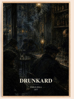 Drunkard watercolour book poster by Émile Zola – framed literary art print