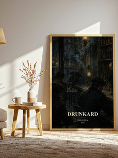 Drunkard watercolour print in frame leaning in hallway – literary fiction wall art