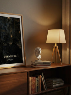 Drunkard watercolour print on bookshelf – Émile Zola fan gift