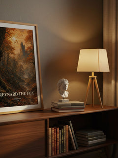 Reynard the Fox watercolour print on bookshelf – Unknown fan gift