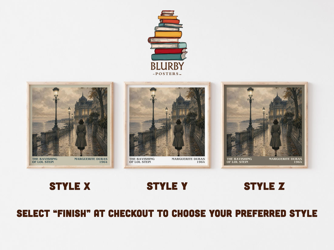 The Ravishing of Lol Stein literary print in frame leaning in hallway – literary fiction wall art (mockup)