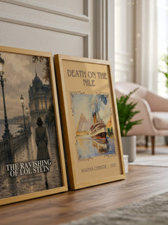 The Ravishing of Lol Stein watercolour print framed by window – literary home decor
