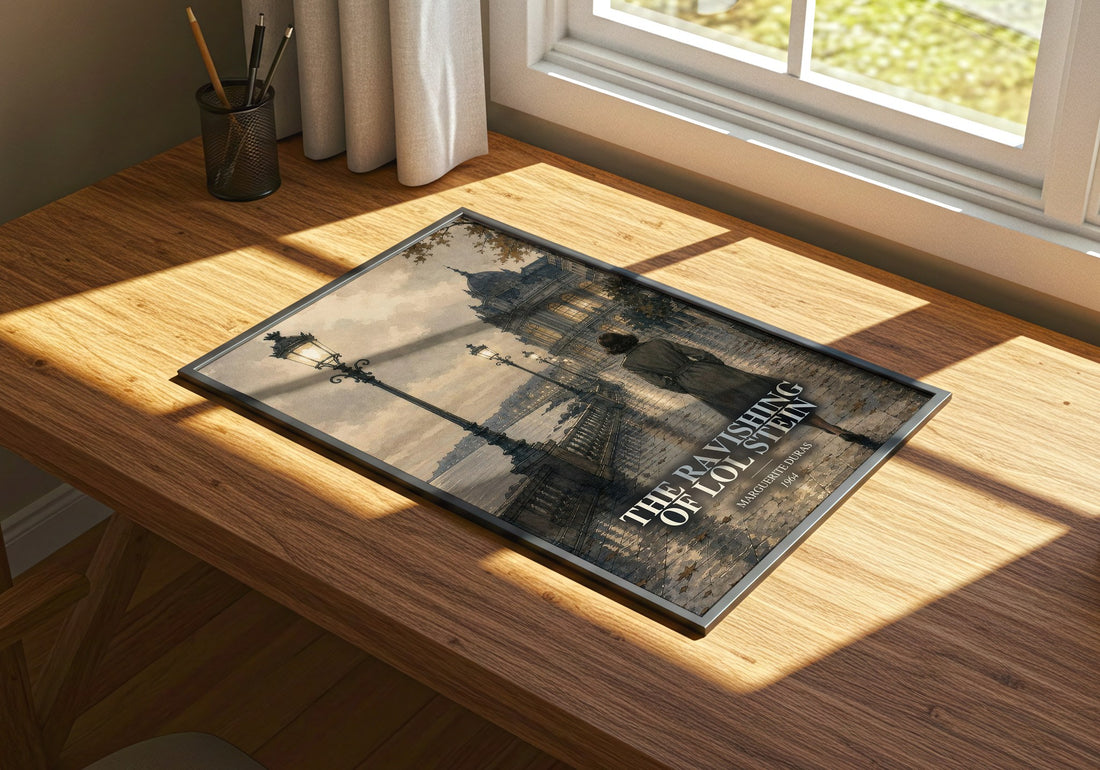 The Ravishing of Lol Stein watercolour book poster framed on wall – literary fiction wall art
