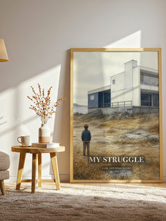 My Struggle watercolour print in frame leaning in hallway – memoir wall art