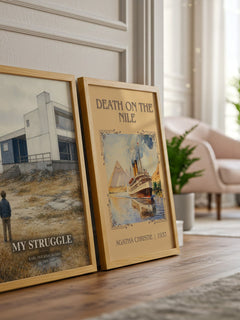 My Struggle watercolour print framed by window – literary home decor