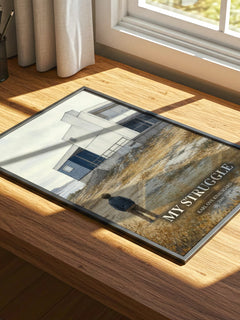 My Struggle watercolour book poster framed on wall – memoir wall art