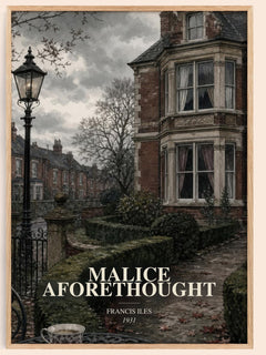 Malice Aforethought watercolour book poster by Francis Iles – framed literary art print