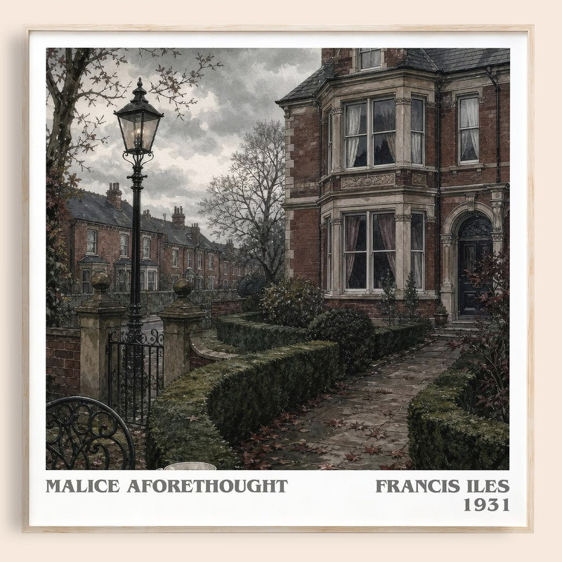 Malice Aforethought literary book poster by Francis Iles – framed literary art print
