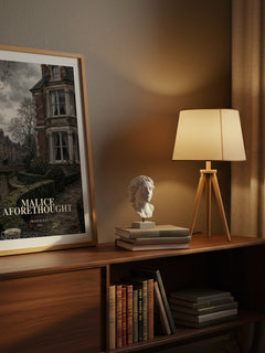 Malice Aforethought watercolour print on bookshelf – Francis Iles fan gift