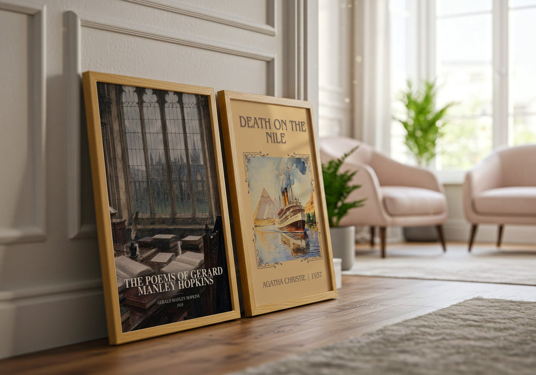 The Poems Of Gerard Manley Hopkins watercolour print framed by window – literary home decor