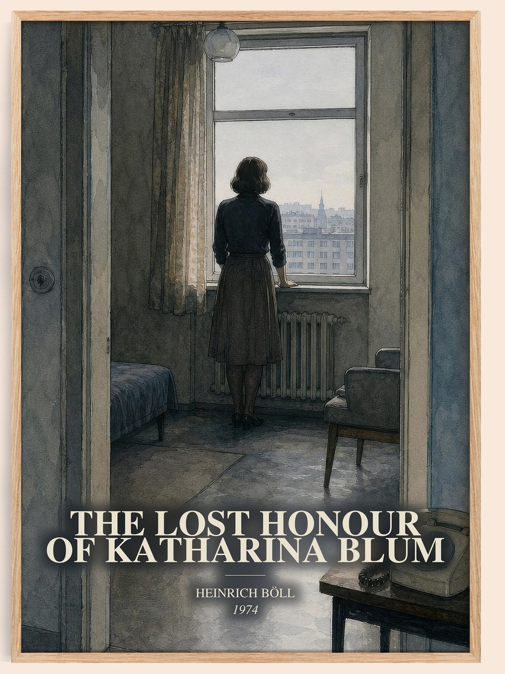 The Lost Honour of Katharina Blum watercolour book poster by Heinrich Böll – framed literary art print