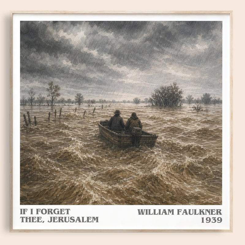 If I Forget Thee, Jerusalem literary book poster by William Faulkner – framed literary art print